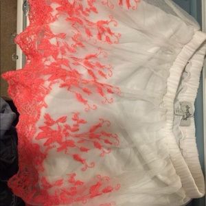 Pink and white lace shorts